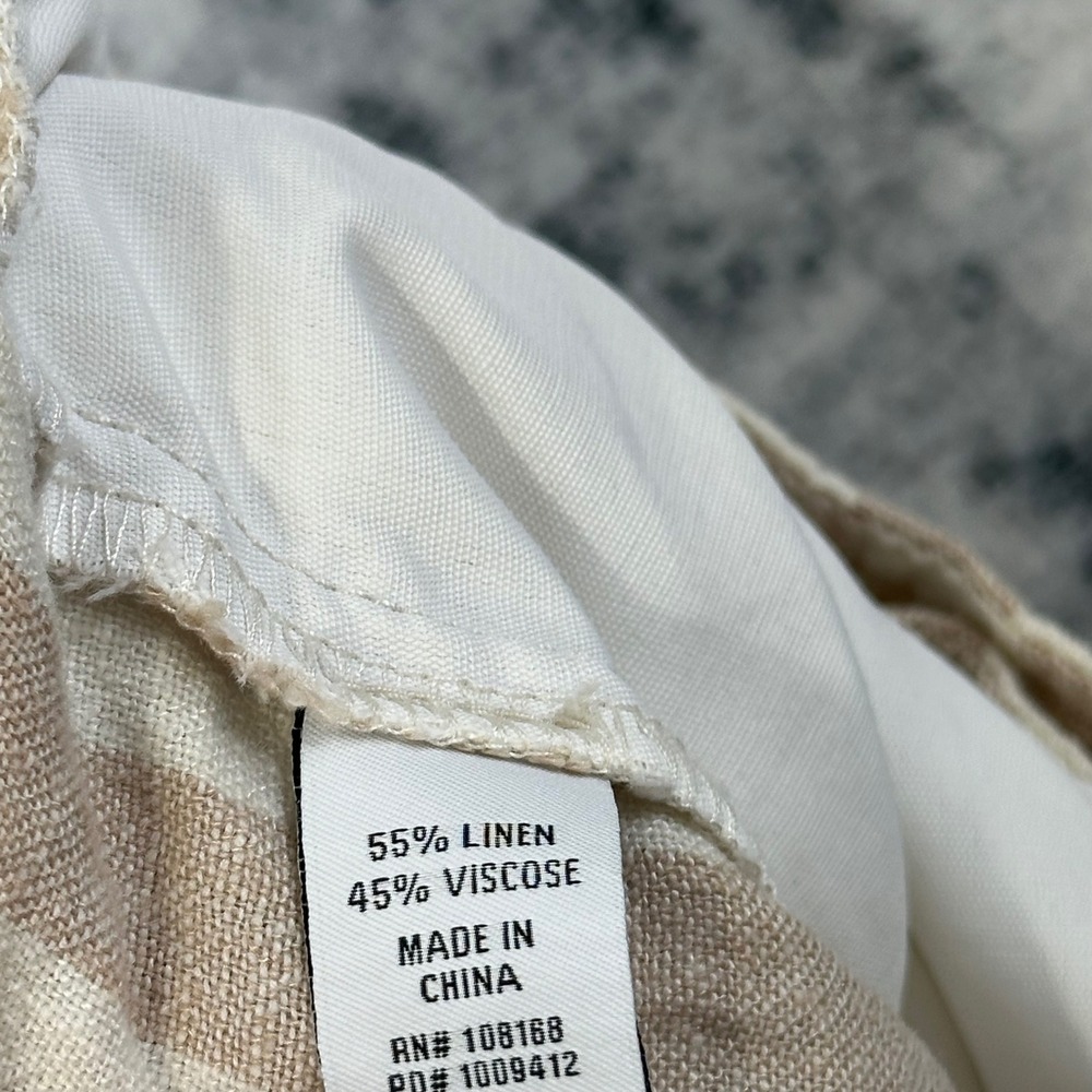 RSQ Cargo Pants Women XS Tan Striped Linen Blend Wide Leg Casual Coastal Utility - Picture 4 of 9